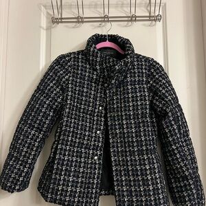 Ann Taylor Petite Navy Blue Tweed Jacket
